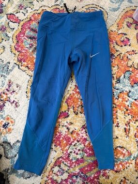 Nike Royal Blue Mid-Rise Performance Leggings with Swoosh